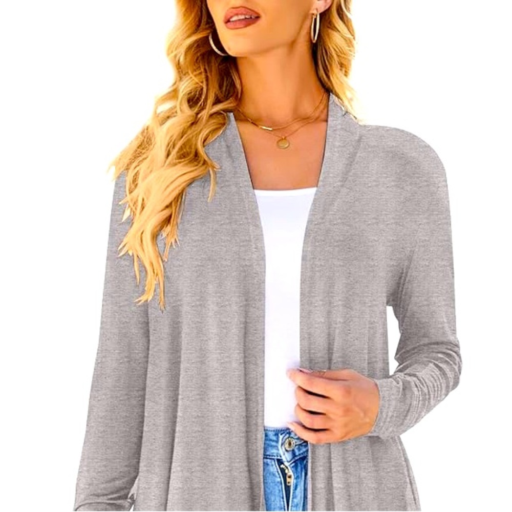 Open grey cardigan